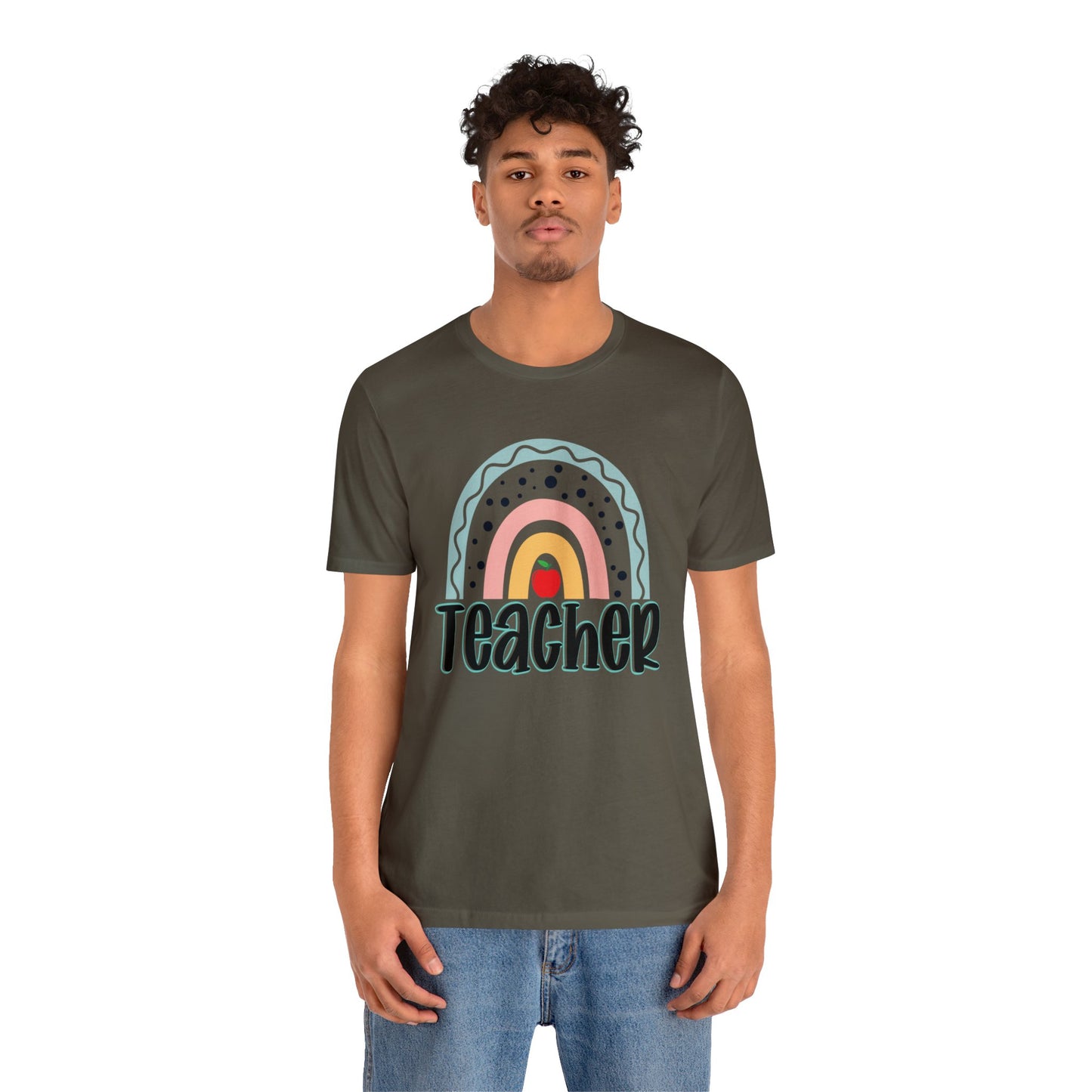 BOHO teacher rainbow Unisex Jersey Short Sleeve Tee