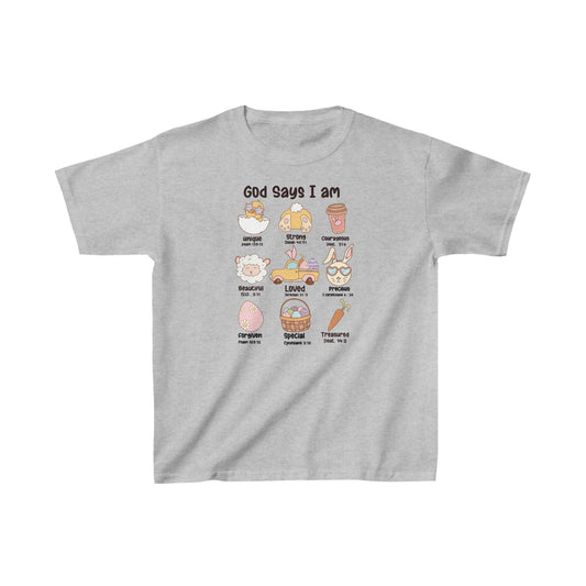 God Says I am Kids Heavy Cotton™ Tee