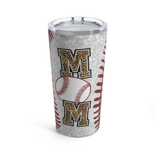 glittery leopard baseball mom tapered Tumbler 20oz