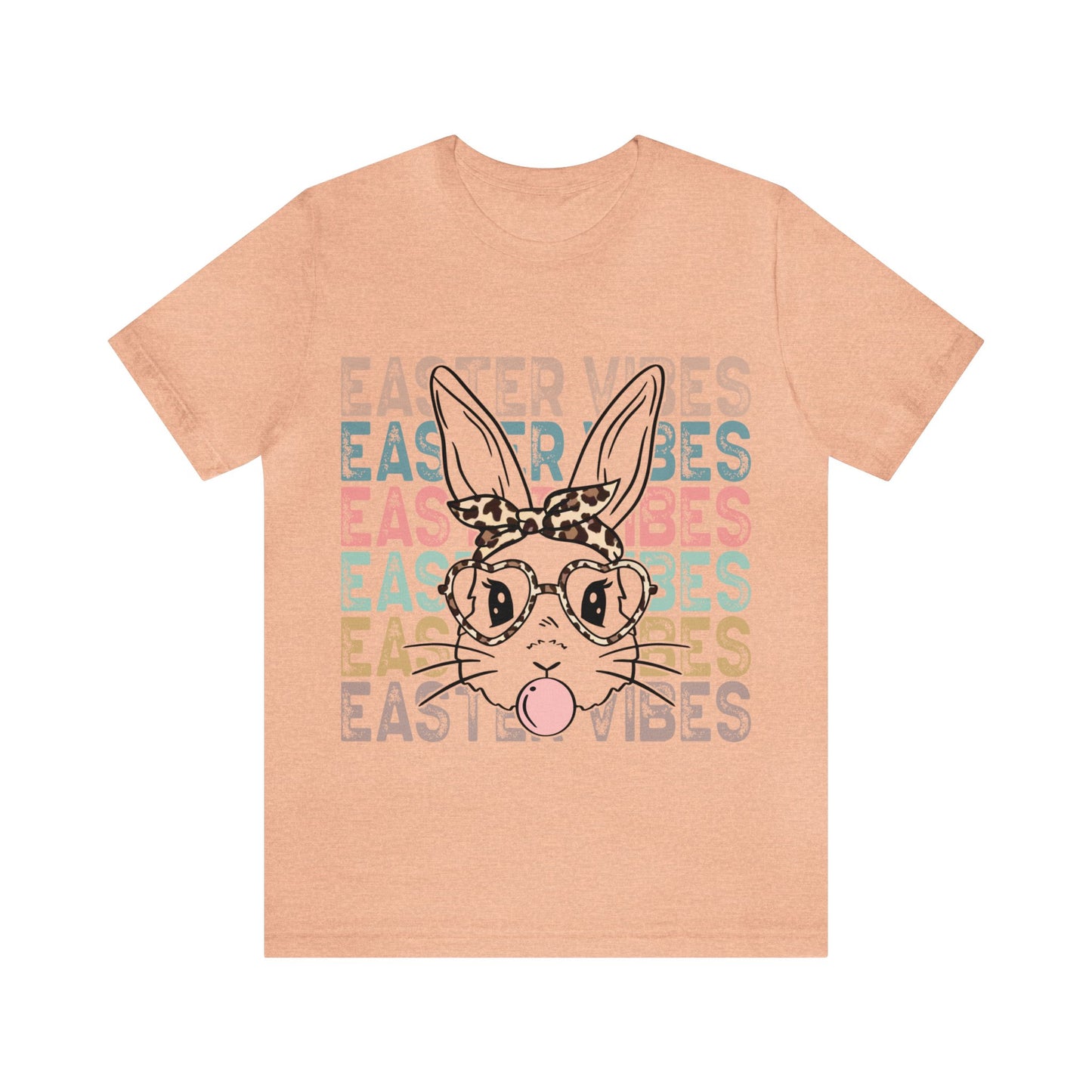 Easter Vibes Bunny Rabbit Bubble Gum Unisex Jersey Short Sleeve Tee