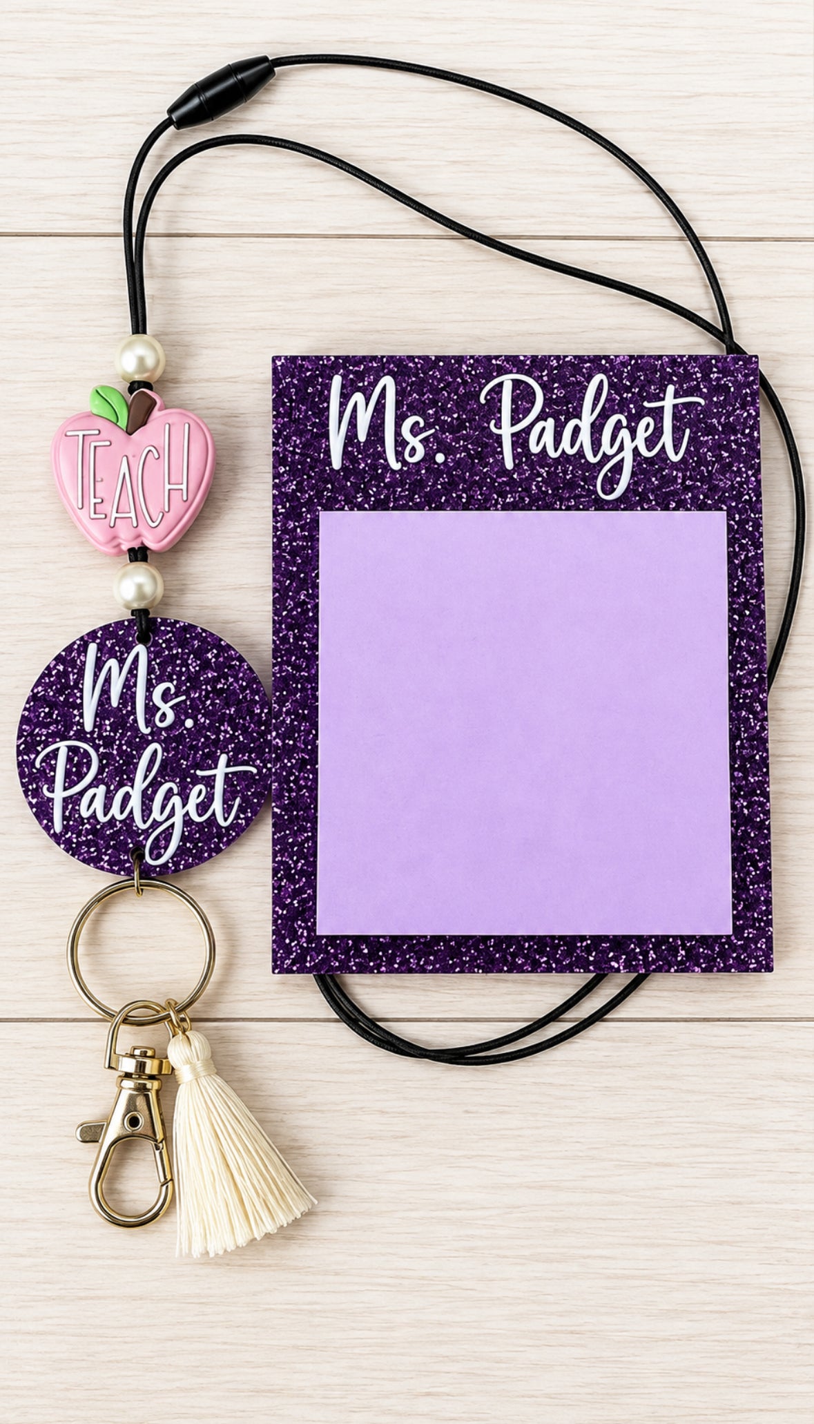 Personalized acrylic beaded lanyard with custom name or logo