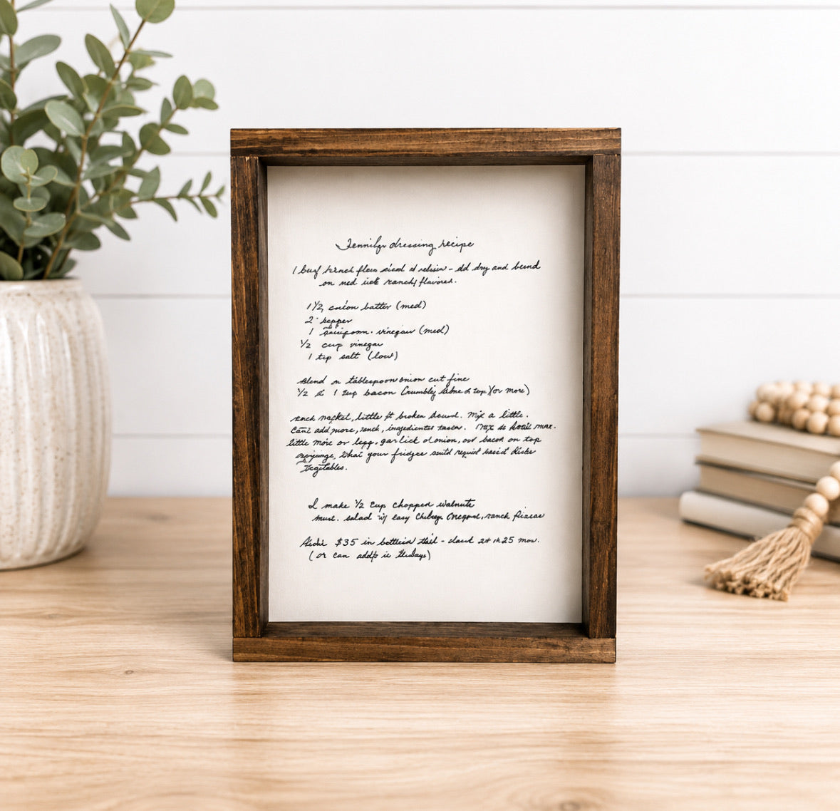 Your handwritten Recipe/Letter transferred to wood Sign