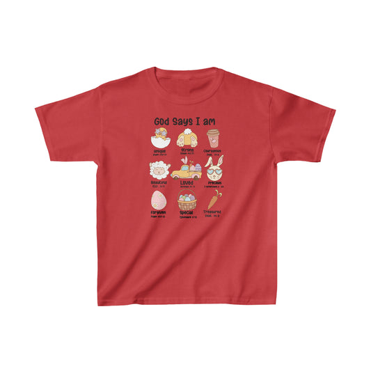 God Says I am Kids Heavy Cotton™ Tee