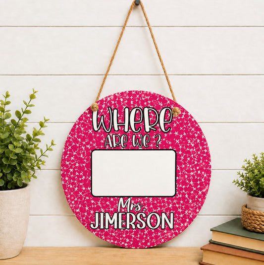 Personalized Where Are We Classroom Locator Sign Dry Erase Teacher Door Sign Composition Notebook Classroom Decor