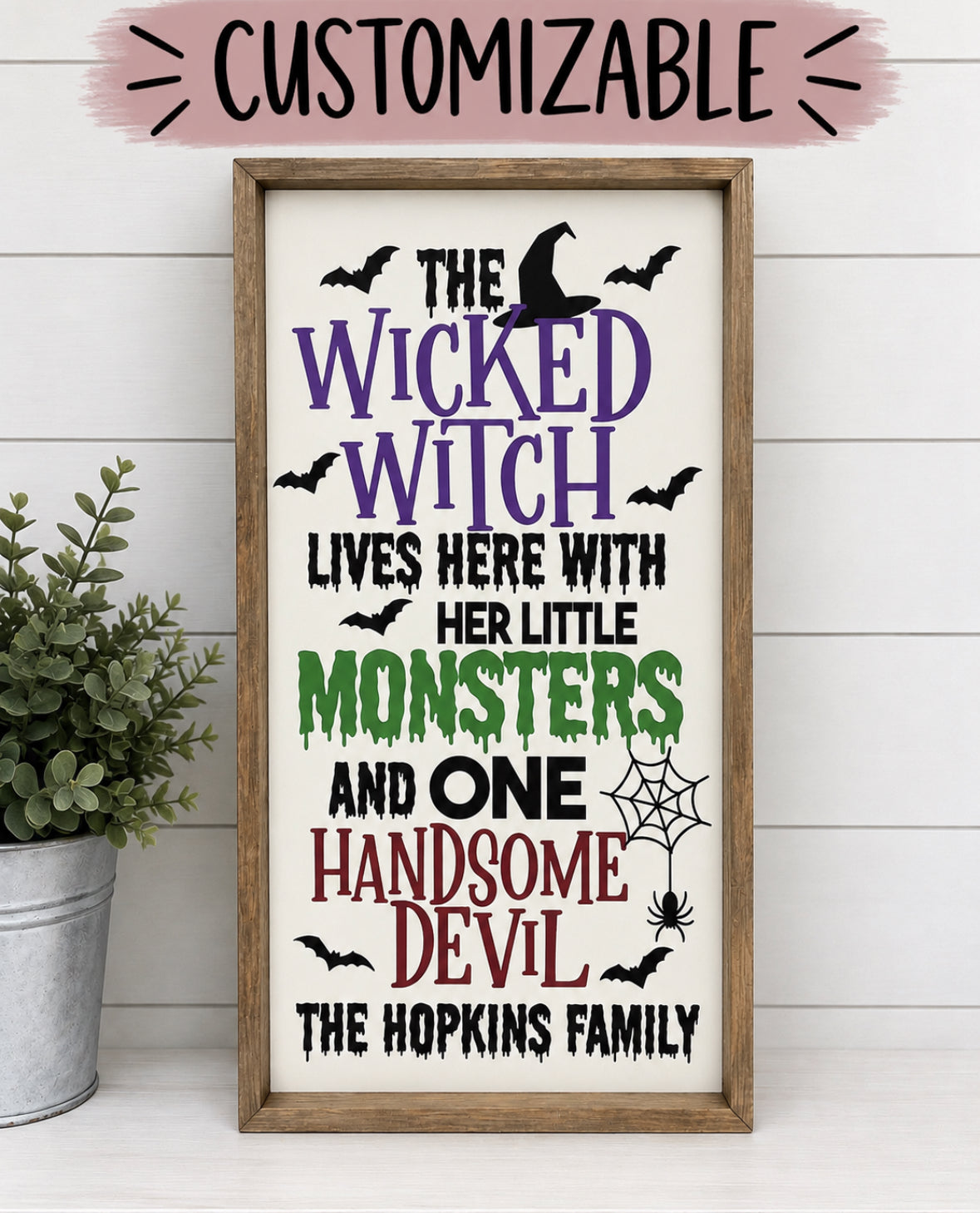 Personalized Wicked Witch Halloween Family Sign