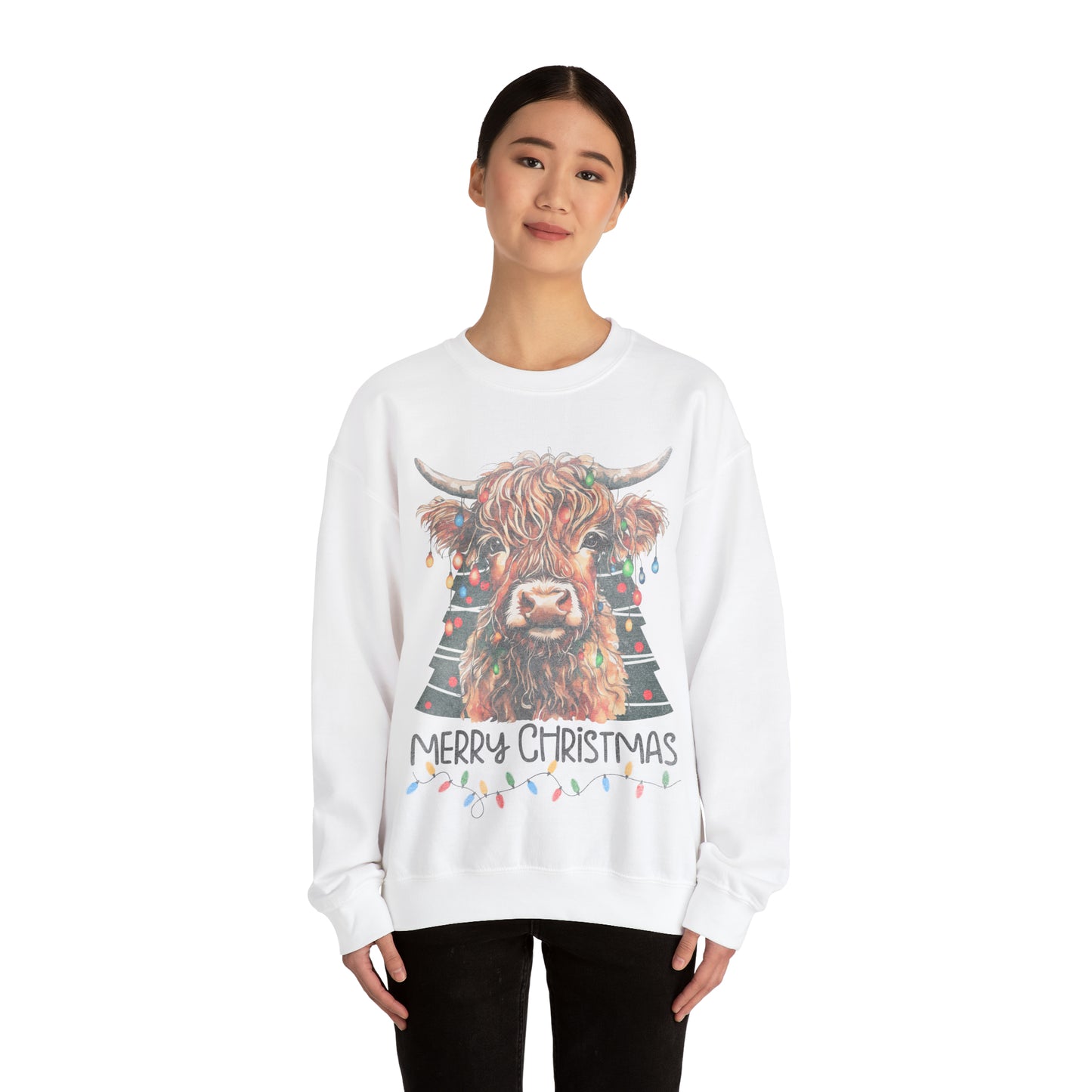 highland cow christmas Unisex Heavy Blend™ Crewneck Sweatshirt