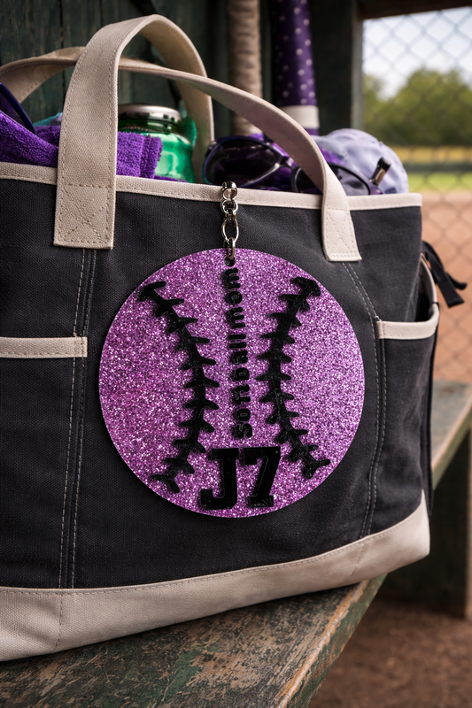 Custom Softball Bag Tag (4”) – Personalized Name, Number & Team Colors