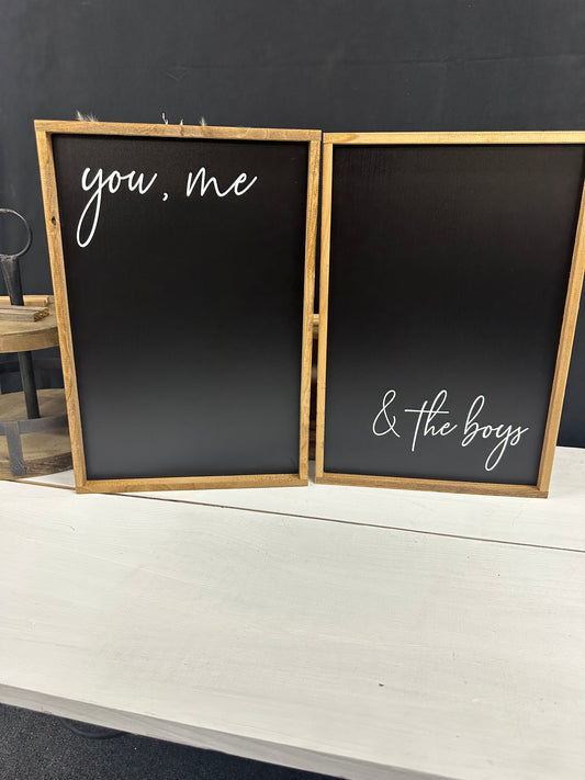 You me and the boys , girls , kids etc customizable framed wood sign set