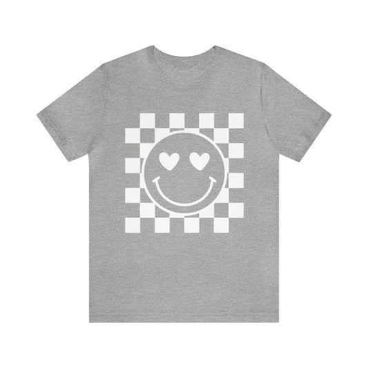 valentines day retro smiley checker board face Unisex Jersey Short Sleeve Tee