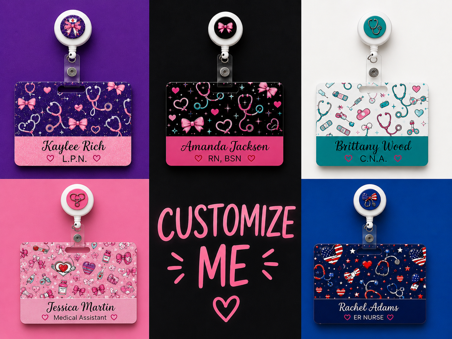 Custom UV Printed Acrylic Badge Buddy + Matching Badge Reel Set