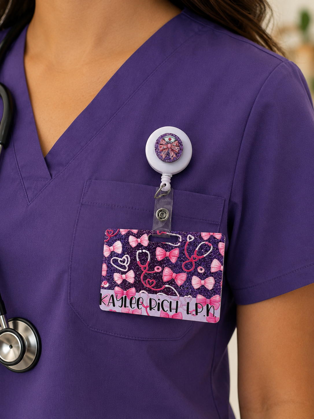 Custom UV Printed Acrylic Badge Buddy + Matching Badge Reel Set
