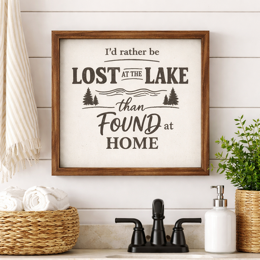 Lake House Decor Bundle – 6 Rustic Framed Wood Signs