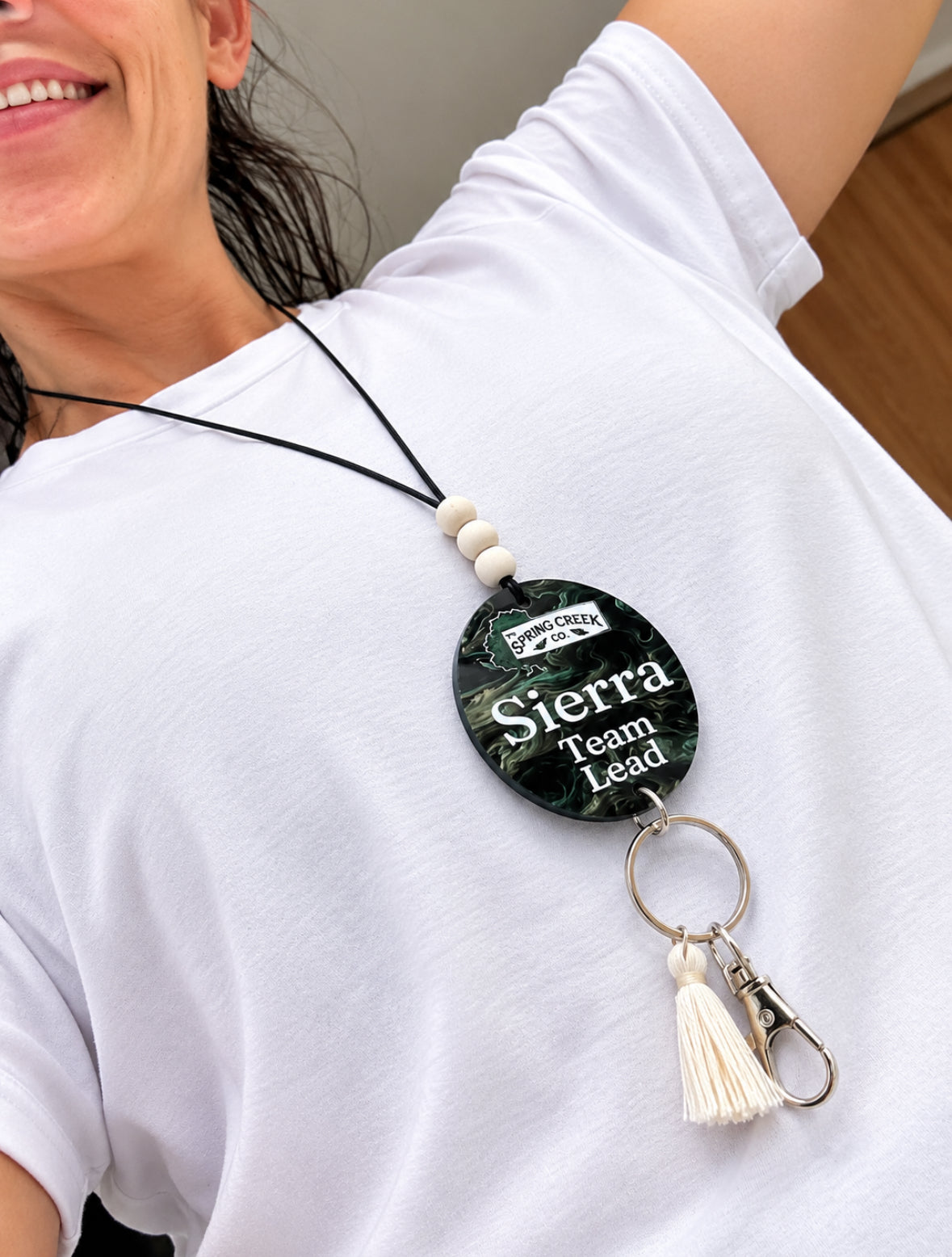 Personalized Acrylic Lanyard | Custom Name or Logo Beaded Lanyard