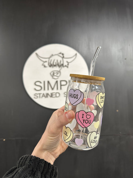 Sweethearts glass tumbler