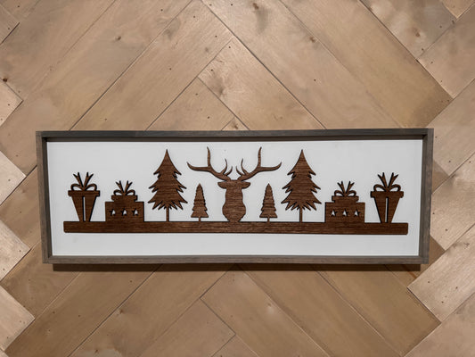 3D Christmas nature sign, Farmhouse Wood Christmas Sign, laser art