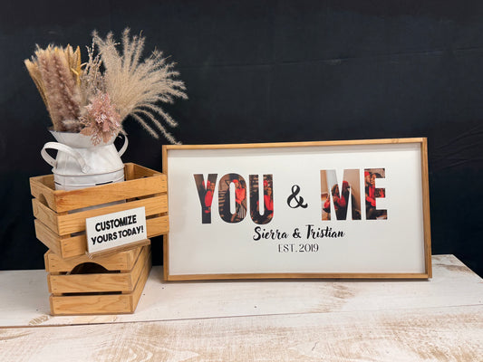 You & Me Customizable Couple's wood sign