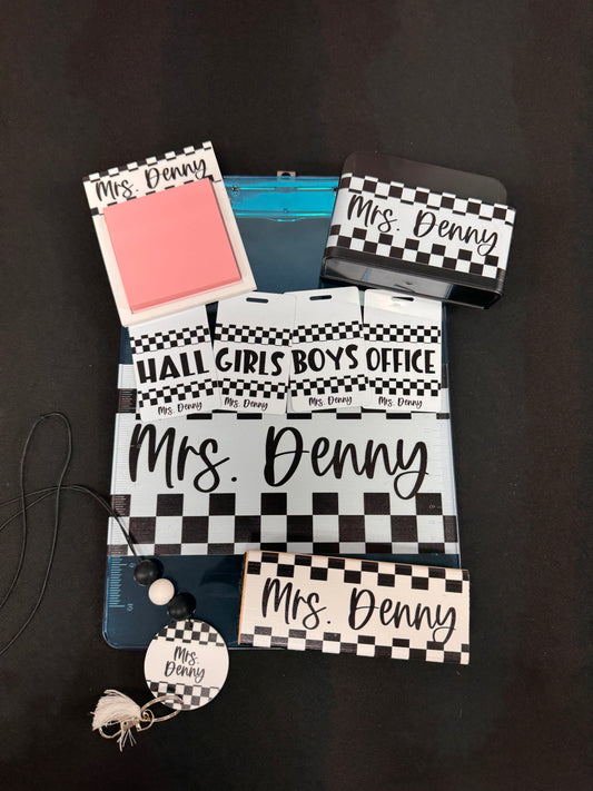 Checker print custom teacher name bundle