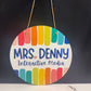 Bright Colorful Circle Teacher Name Sign; Round sign