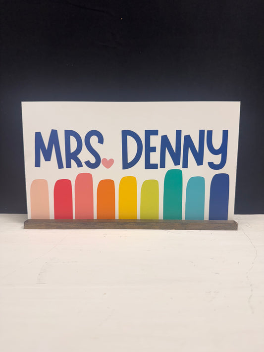 Personalized Teacher Desk Name Plate Shelf Sitter Removable Sign | Bright And Colorful