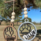 3d personalized paw print ornament, wood, laser art , 3d ornament