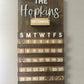 Farmhouse-Style Perpetual Family Calendar – Custom Name, Baltic Birch, UV-Printed 3D Icons