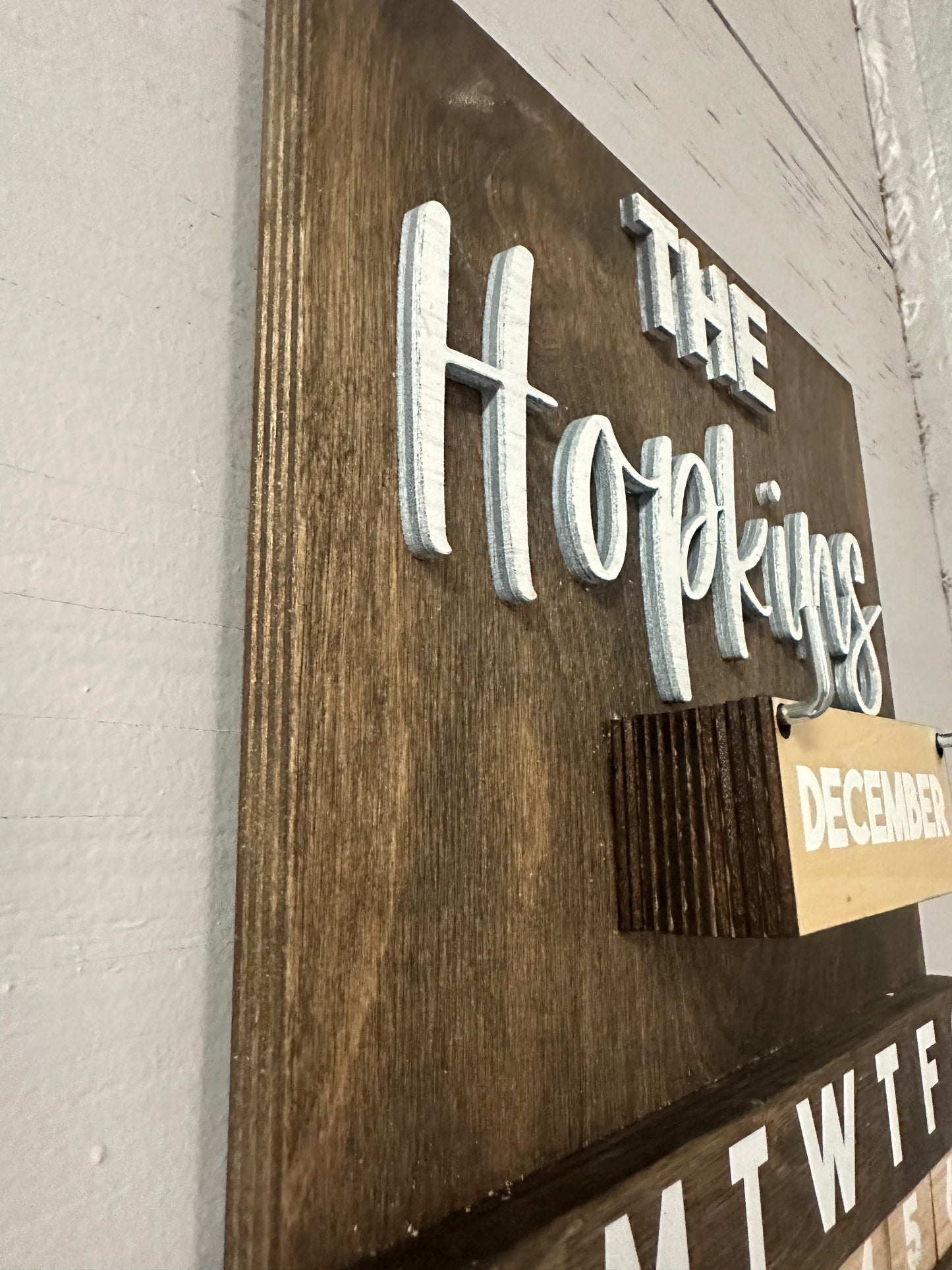 Farmhouse-Style Perpetual Family Calendar – Custom Name, Baltic Birch, UV-Printed 3D Icons