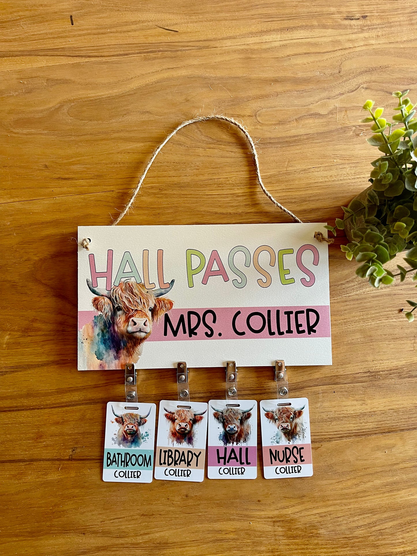 Watercolor Floral Highland Cow Classroom Bundle