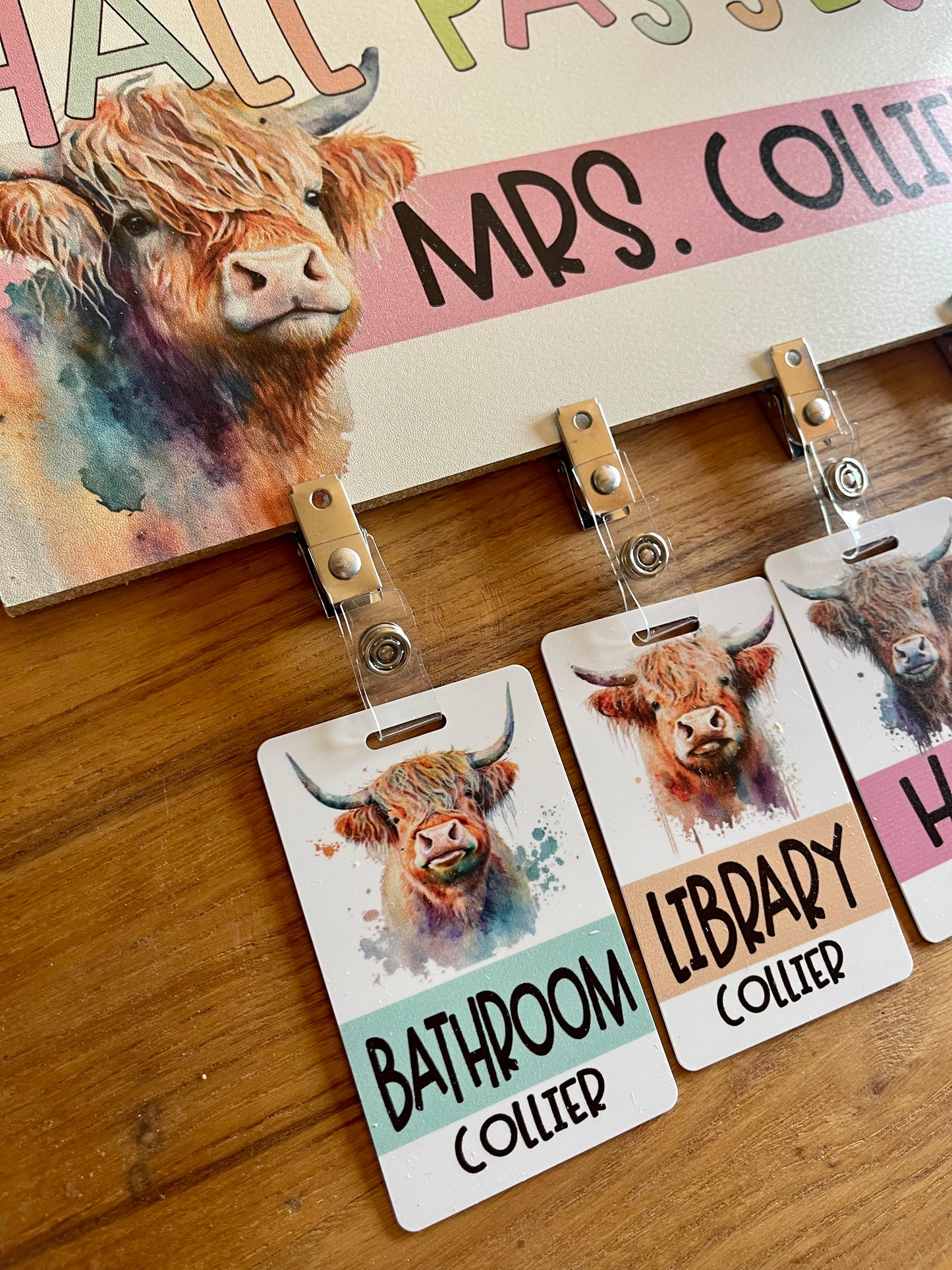 Watercolor Floral Highland Cow Classroom Bundle