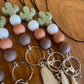 Cactus neutral silicone beads Teacher Nurse Keychain Lanyard Farmhouse Bead Tassel acrylic