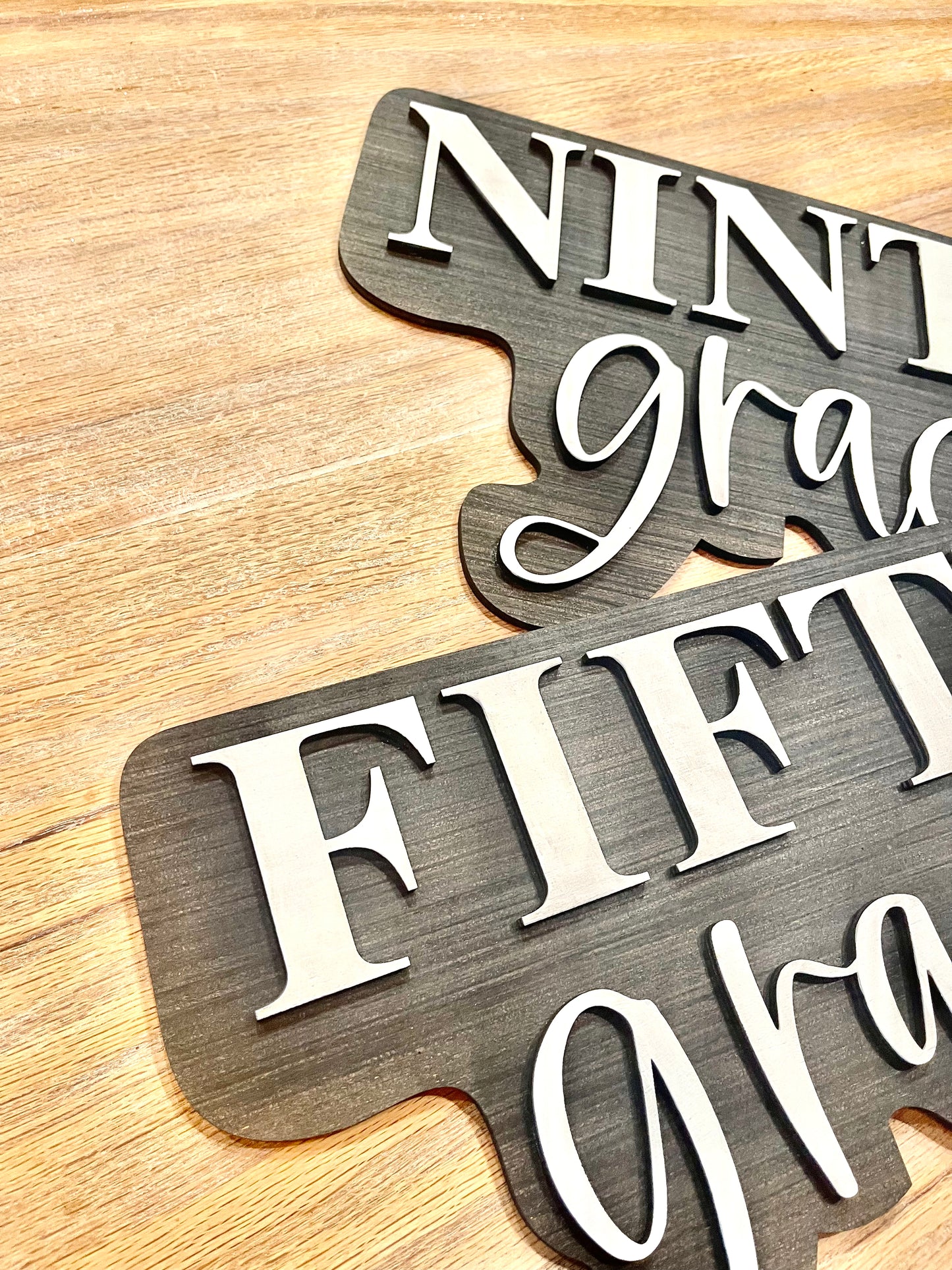 Black and white Personalized 3D grade level Cut Out Sign