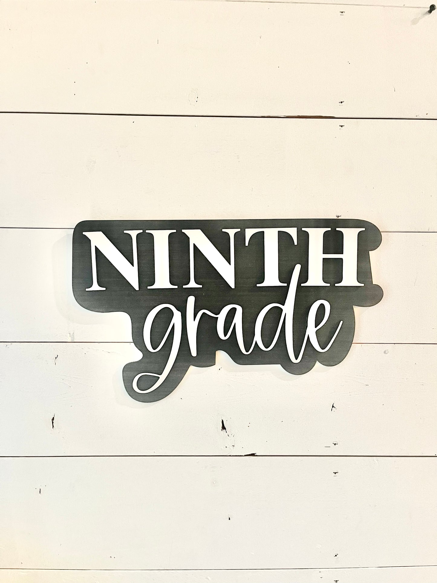 Black and white Personalized 3D grade level Cut Out Sign