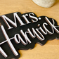 Black and white Personalized 3D Teacher Name Cut Out Sign