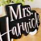 Black and white Personalized 3D Teacher Name Cut Out Sign