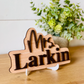 Wood Personalized 3D Teacher Name Cut Out Sign