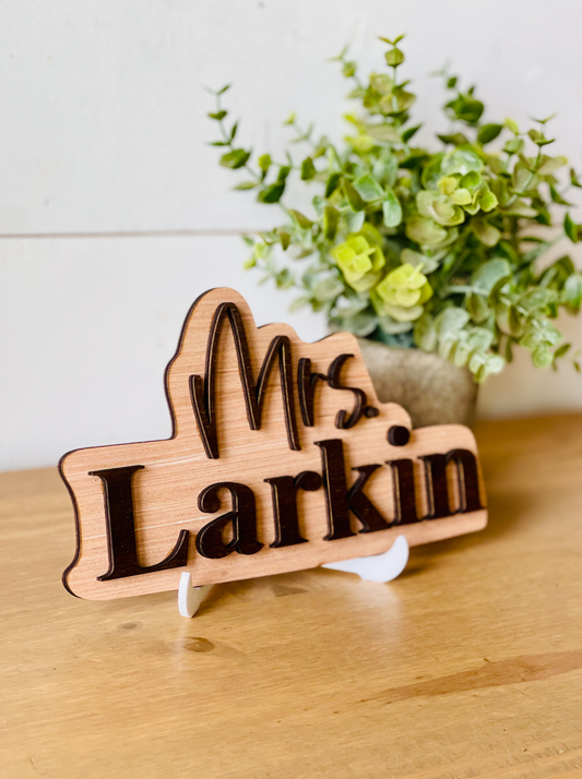 Wood Personalized 3D Teacher Name Cut Out Sign