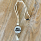 wooden neutral beads Teacher Nurse Keychain Lanyard Farmhouse Bead Tassel acrylic