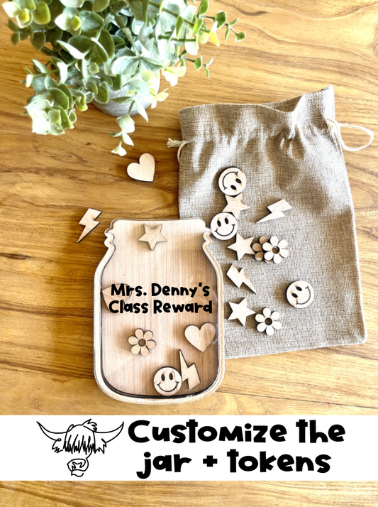 Custom Personalized Reward Jar for Students, Star, Classroom Reward, Good Behavior Jar, Kindness Jar, Behavior token wood acrylic sign