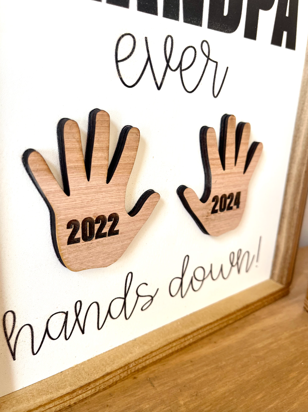 customized Best Dad Ever Handprint Wood Sign; Father's Day Gift; Grandpa Hands Down