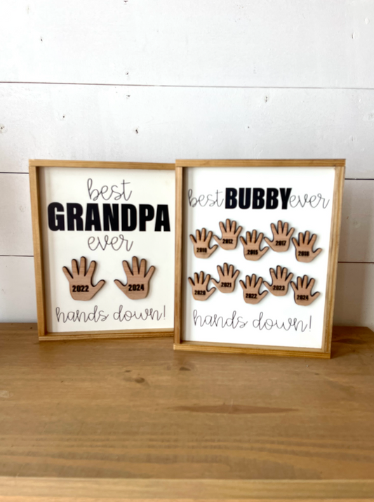 customized Best Dad Ever Handprint Wood Sign; Father's Day Gift; Grandpa Hands Down
