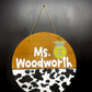Agriculture Teacher Cow Print wood custom name sign