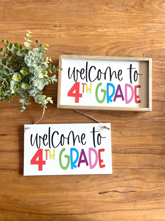 Welcome to custom grade level rainbow wood sign 1st 2nd 3rd 4th 5th 6th kinder