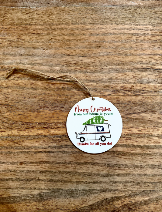 Merry Christmas Thank you Postal Worker Gift Ornament; Holiday; Christmas; Gift