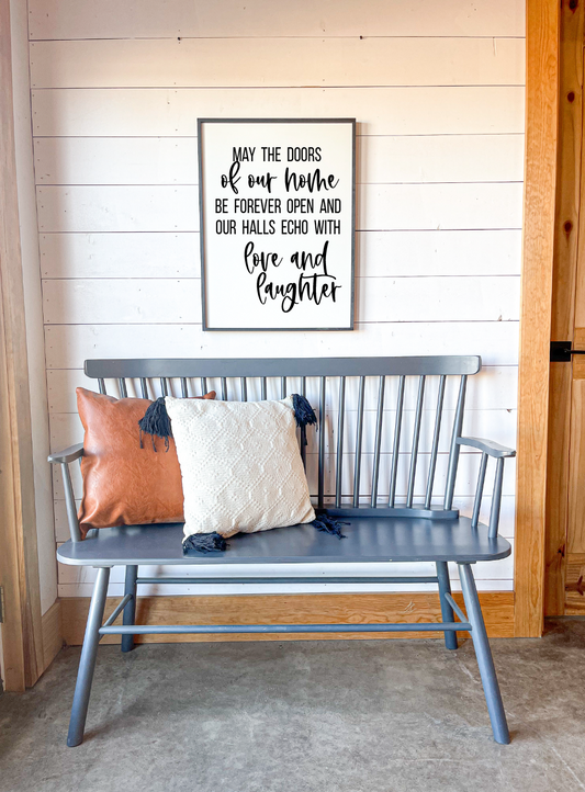 May our home be filled with love and laughter wood sign