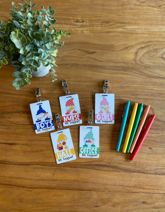 School gnome themed custom Acrylic Classroom Hall Passes