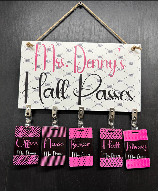 Pretty in pink Acrylic Classroom Hall Passes