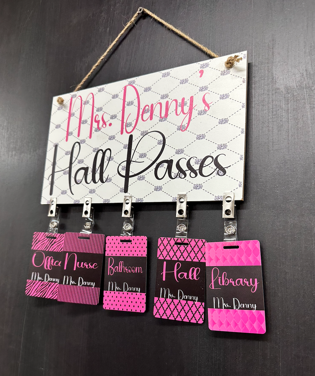 Pretty in pink Acrylic Classroom Hall Passes