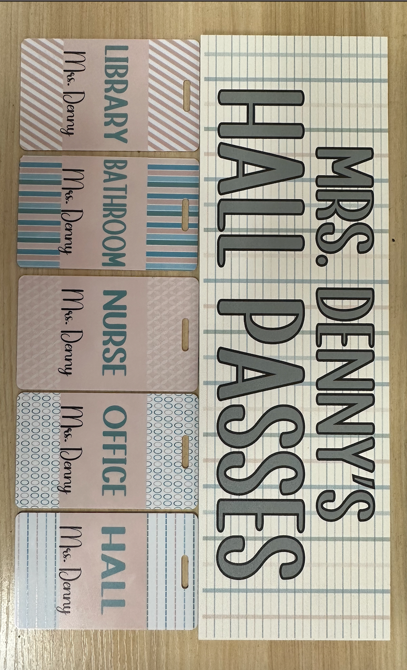 calm neutral boho  Acrylic Classroom Hall Pass set