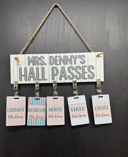 calm neutral boho  Acrylic Classroom Hall Pass set