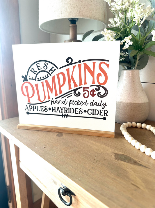 Fresh pumpkins hand picked fall 2023 new wood sign
