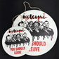 halloween horror characters scary welcome please you should leave new  Circle Door Hanger